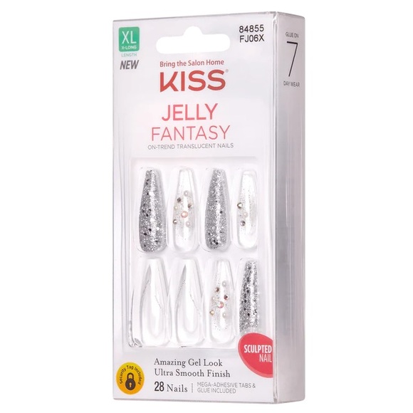 Kiss Jelly Fantasy XL Length Translucent Gel Acrylic Fake Nails in Jelly Jolly - Picture 2 of 11